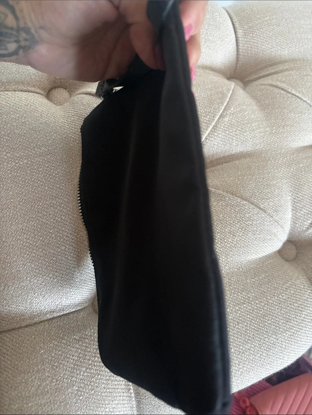 Steve Madden Black Nylon Wristlet Pouch with Silver Accents